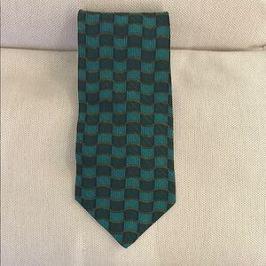 Valentino Green and Blue Checkerboard Tie